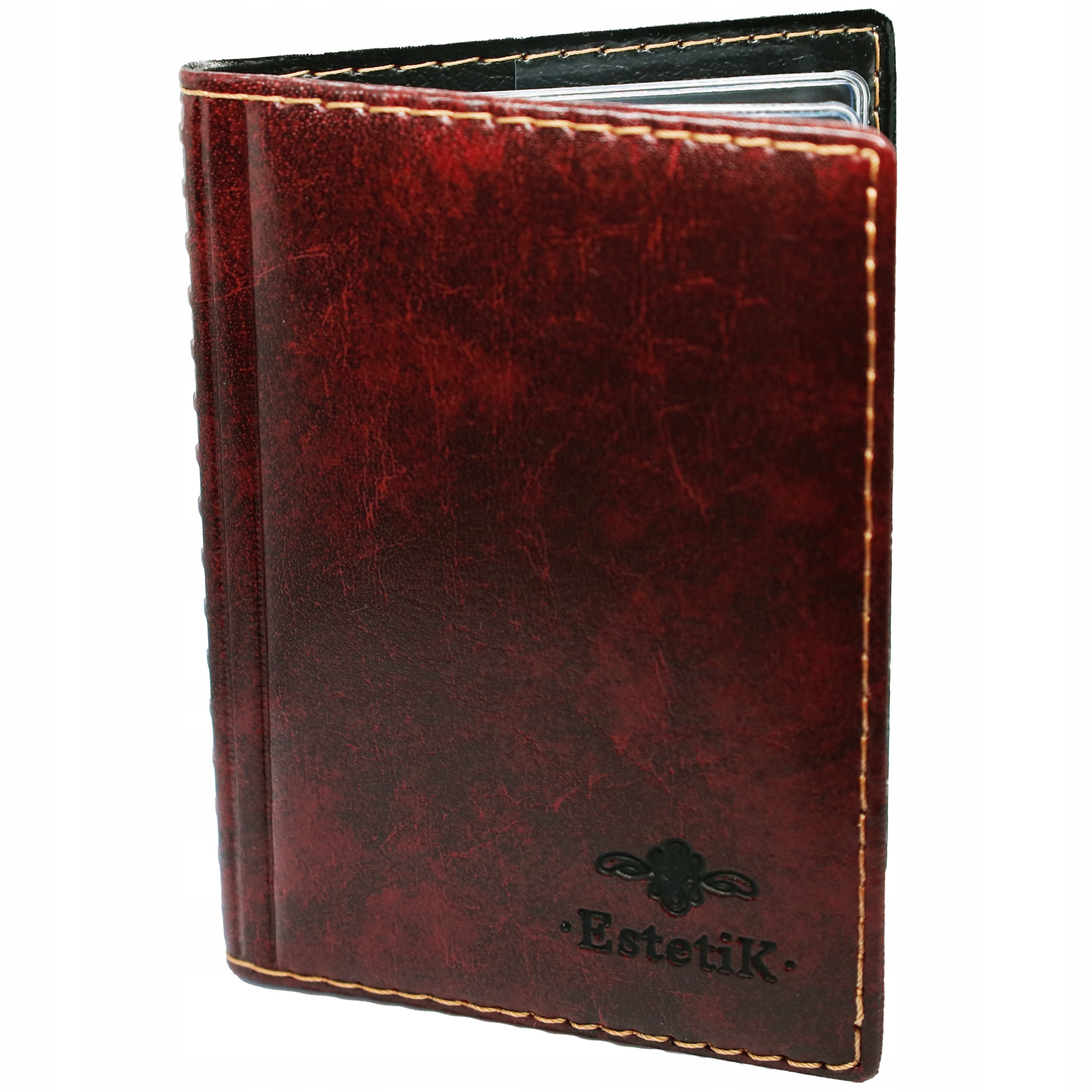 Oprawka na dokumenty Etui Duże Skóra Bordowy Ciemnoczerwony| EstetiK
