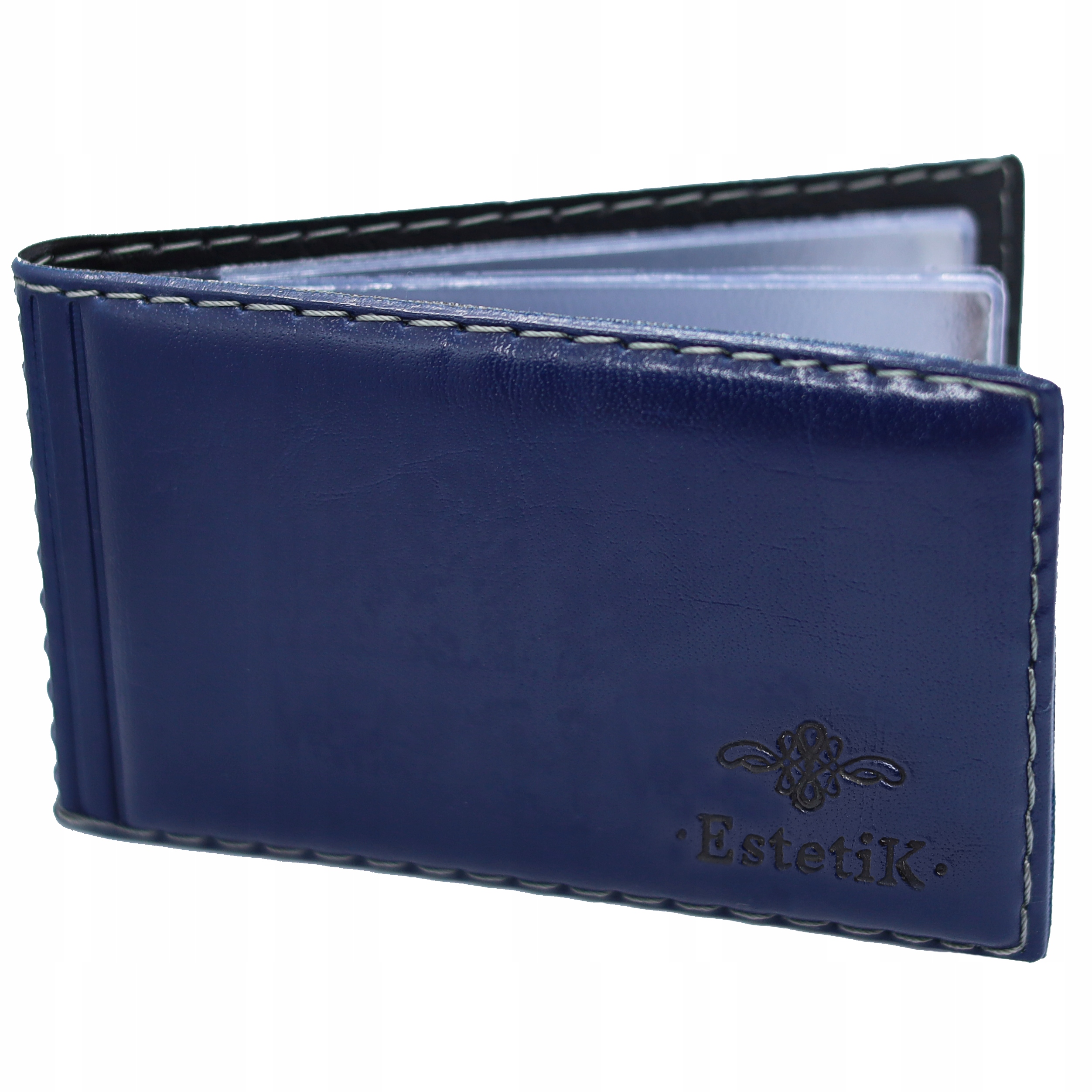 Wizytownik Etui Wizytówki Oprawka Skóra Granatowy Ciemnoniebieski| EstetiK