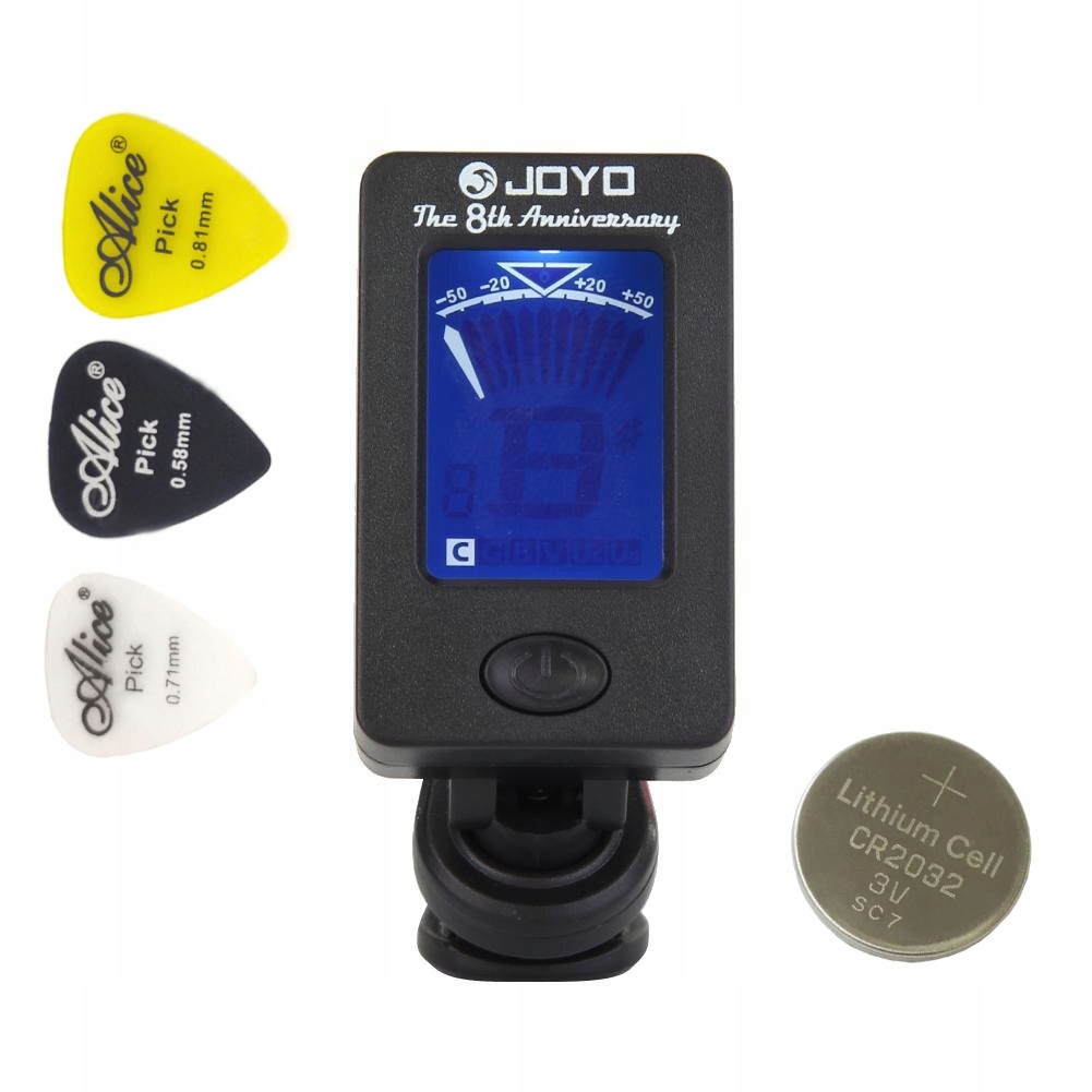 Tuner JOYO stroik do gitary ukulele BATERIA GRATIS