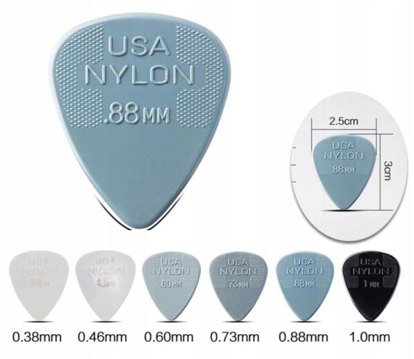 Kostki gitarowe 6szt Dunlop Nylon zestaw piórka do gitary trwałe różne mix – zdjęcie 9