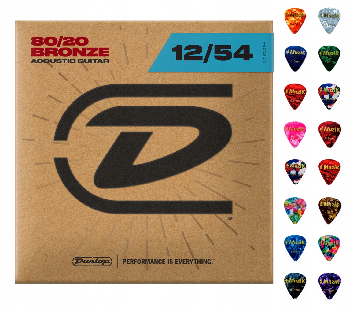 Struny do gitary akustycznej DUNLOP DAB1254 GRATIS