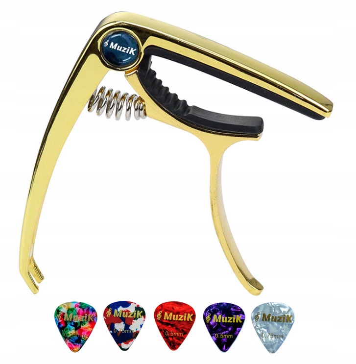 Kapodaster do gitary METALOWY ZŁOTY capo NAJWYŻSZA JAKOŚĆ | MuziK