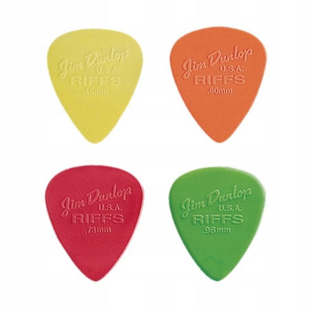 Kostka do gitary 4 SZT DUNLOP RIFFS 4 różne kolory i grubości