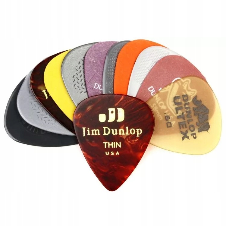 Kostki gitarowe 12szt Dunlop PVP101 zestaw piórka do gitary mix różne wzory