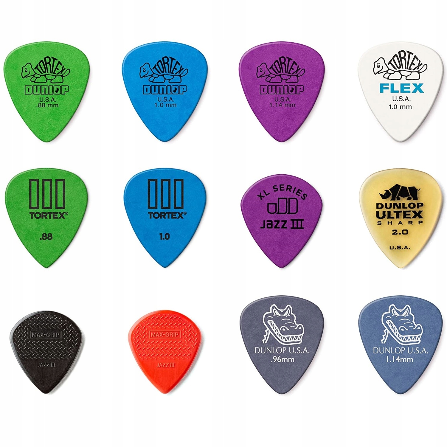 Kostki gitarowe 12szt Dunlop PVP113 zestaw piórka do gitary mix różne wzory