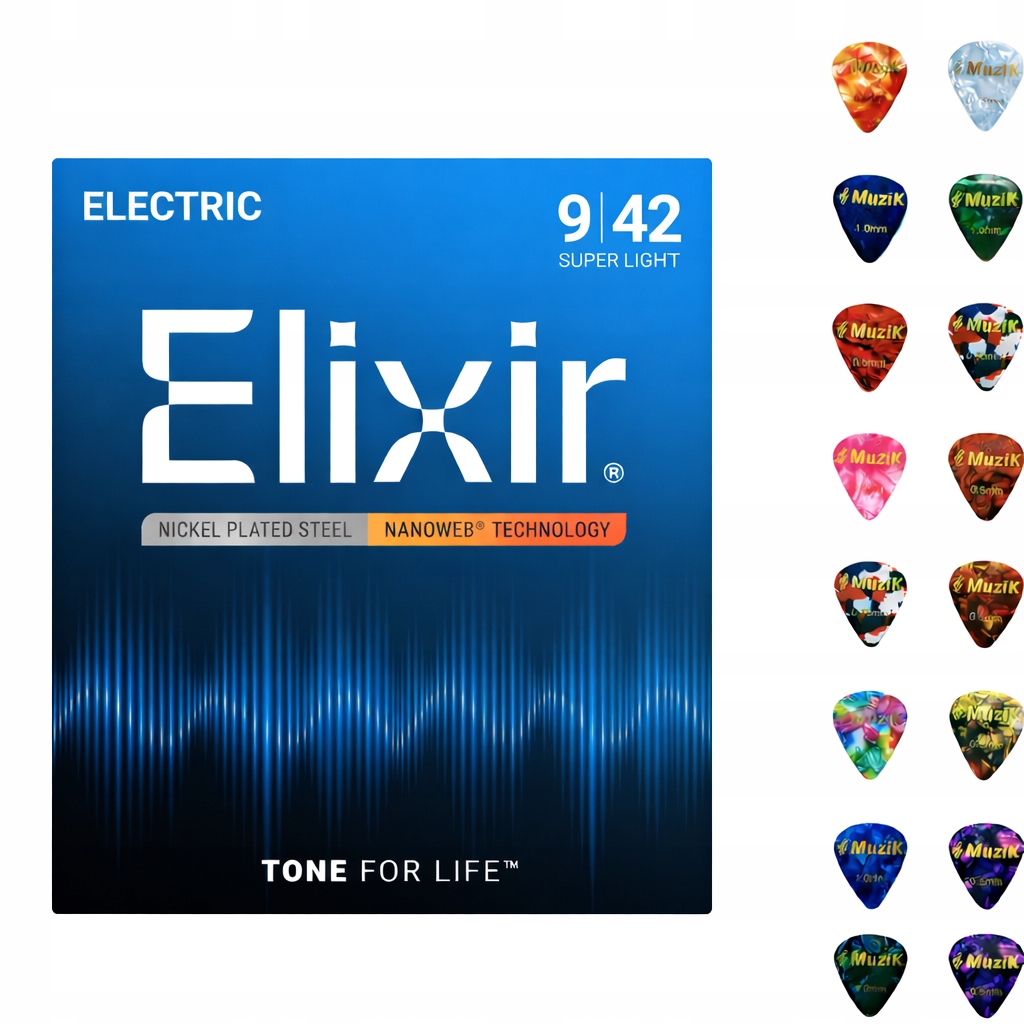 Struny do gitary elektrycznej 9-42 Elixir 12002 nickel komplet 6szt