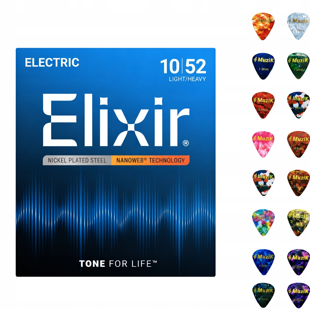 Struny do gitary elektrycznej 10-52 Elixir 12077 nickel komplet 6szt