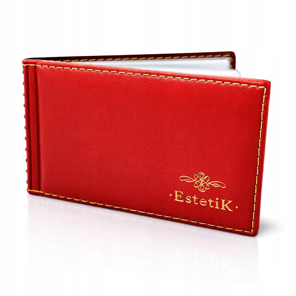 Wizytownik Skórzany Czerwony Etui na Wizytówki i Karty, Oprawka Biznesowa