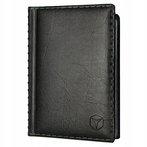 Etui na Dokumenty Skóra PRO Oprawka Czarna na Karty Wizytownik Dowód Ziel