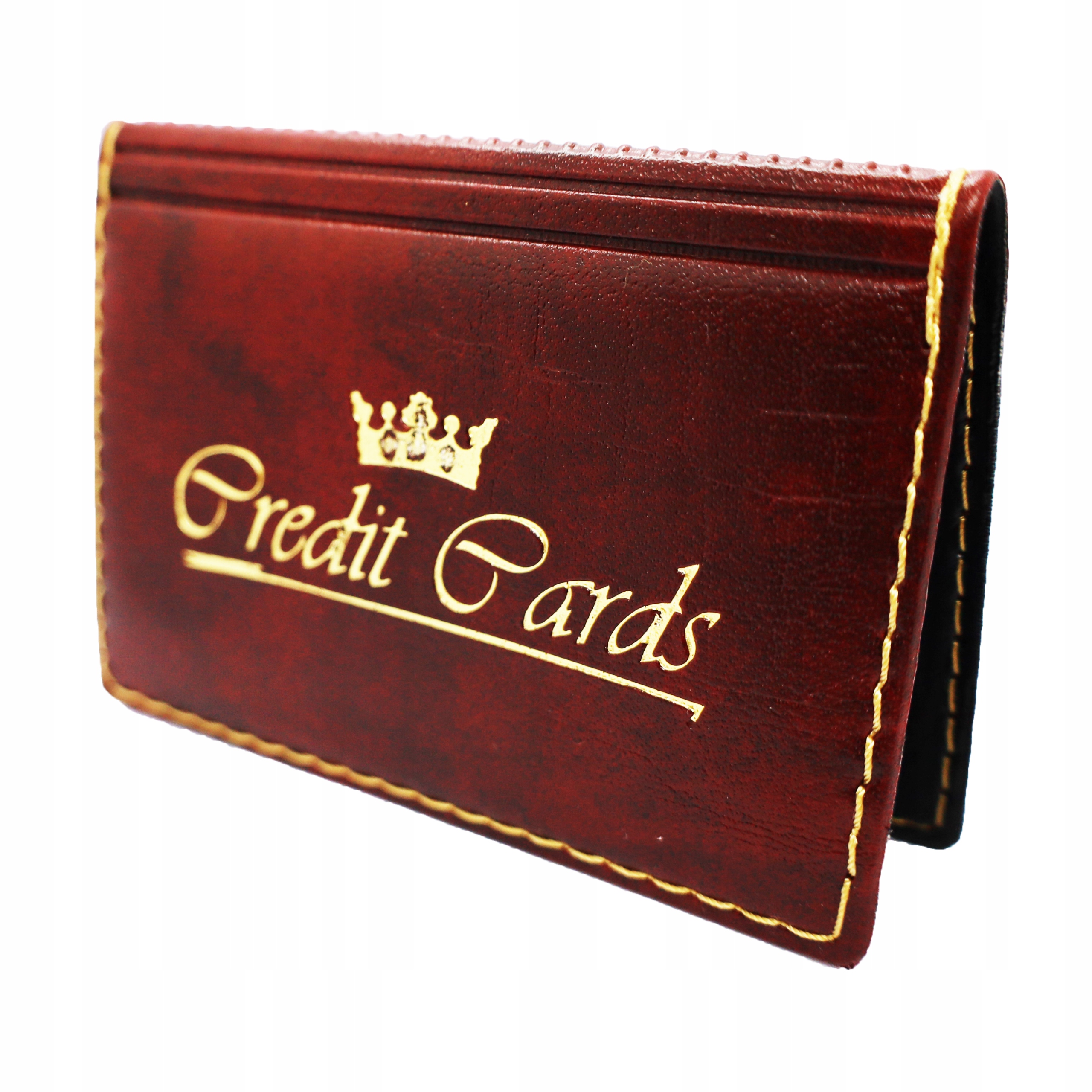 Etui na Karty Płatnicze Skórzane Bordowe Oprawka na Karty i Dokumenty ID