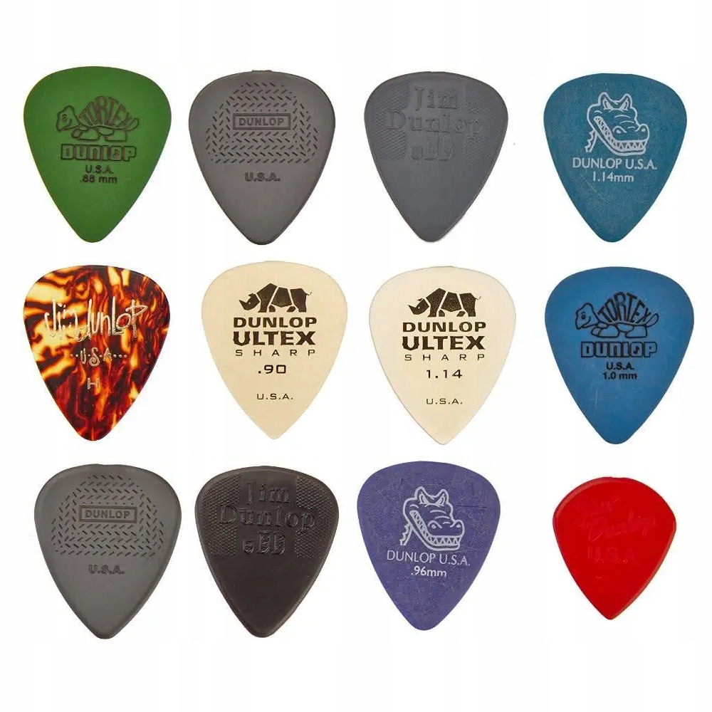 Kostki gitarowe 12szt Dunlop PVP102 zestaw piórka do gitary mix różne wzory