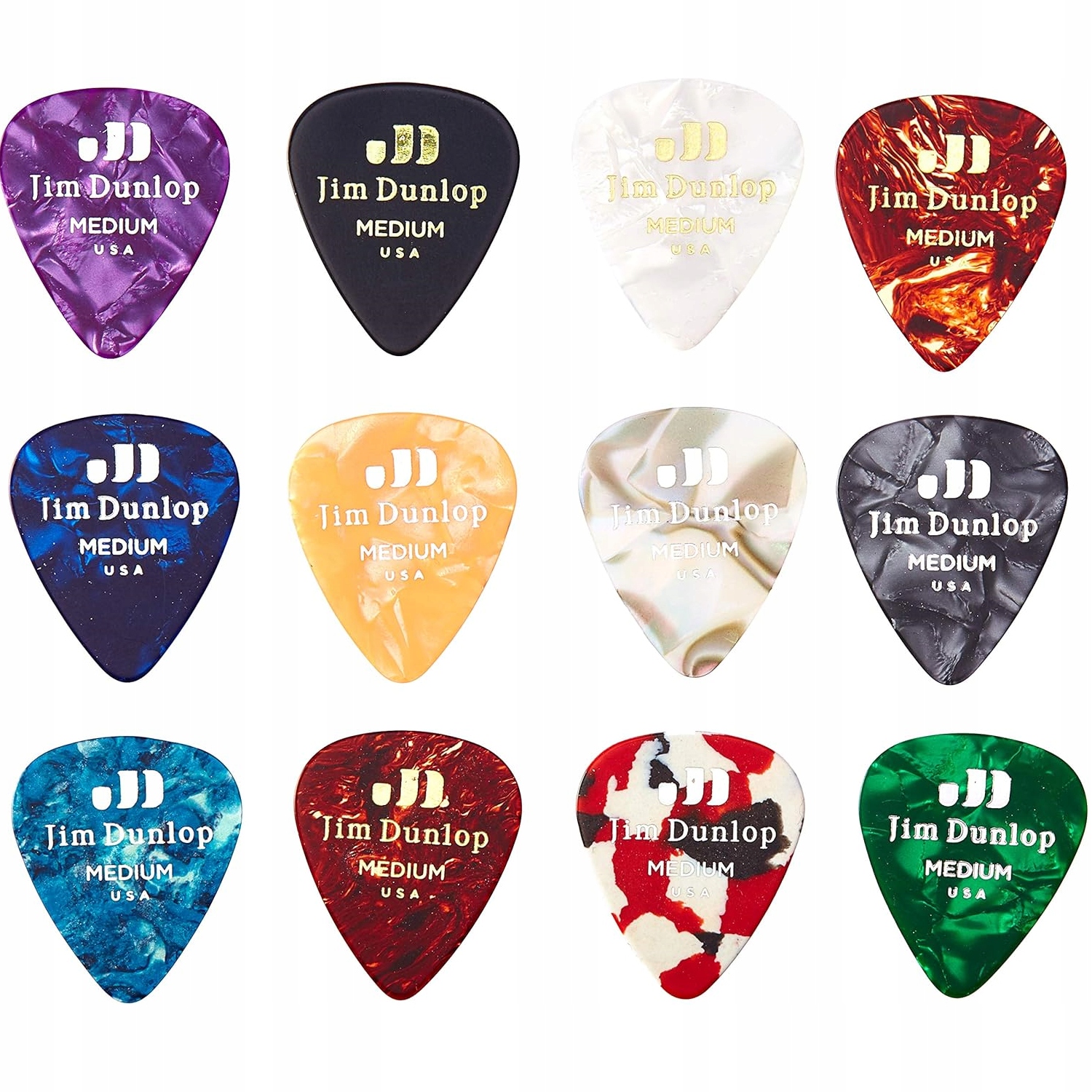 Kostki gitarowe 12szt Dunlop Celluloid Medium PVP106 zestaw piórka do gitar