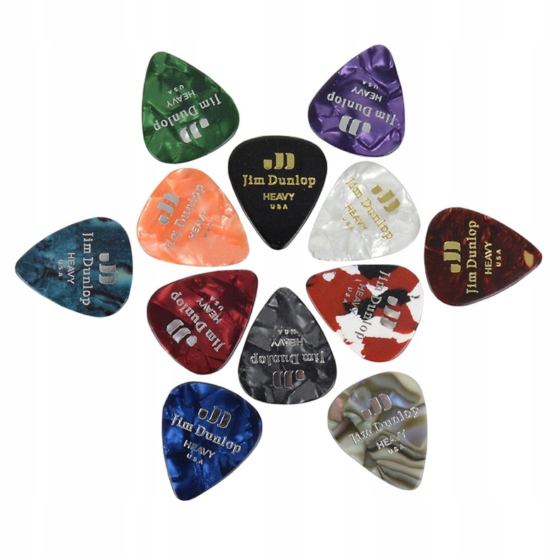 Kostki gitarowe 12szt Dunlop akustyczna PVP107 zestaw piórka do gitary mix