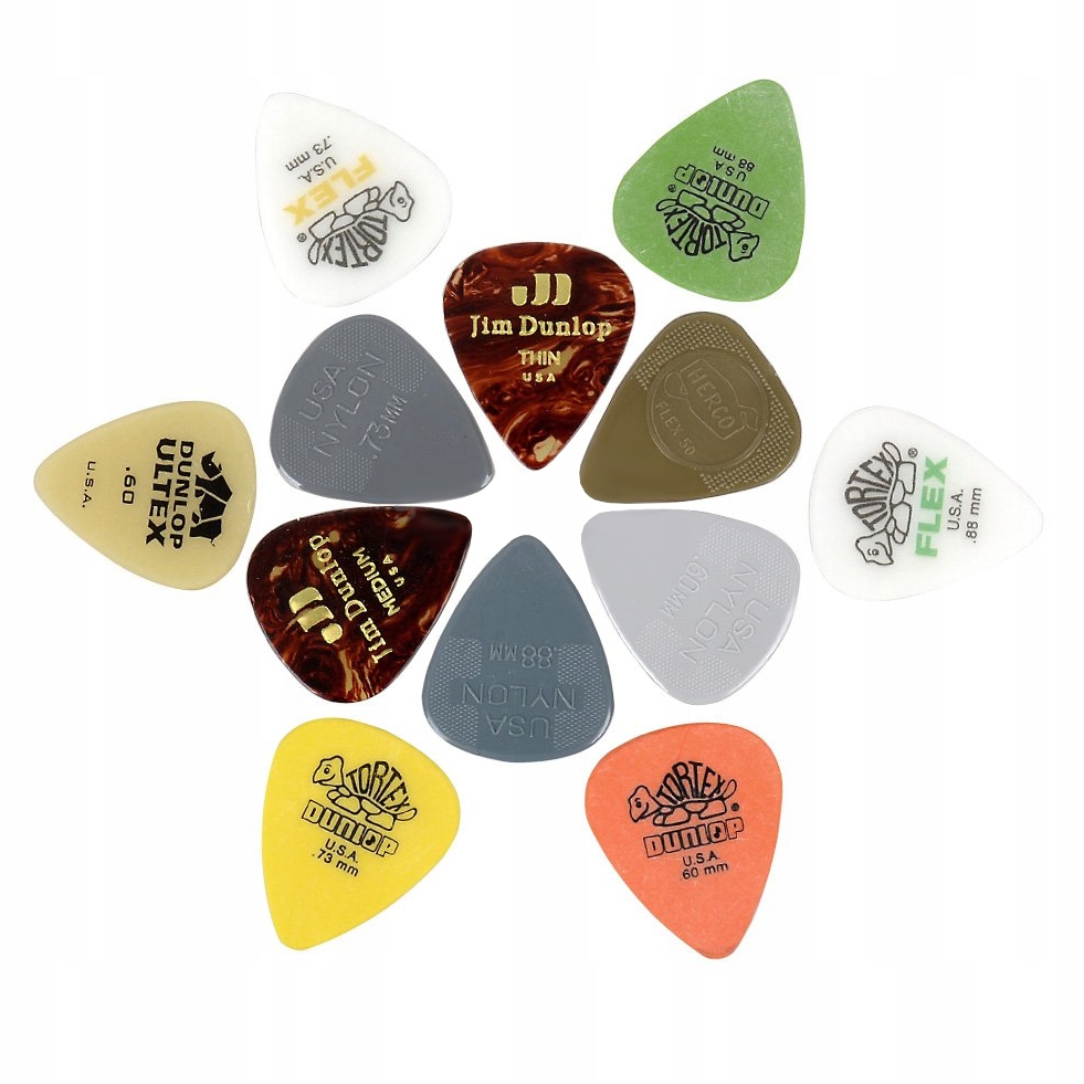 Kostki gitarowe 12szt Dunlop akustyczna PVP112 zestaw piórka do gitary mix